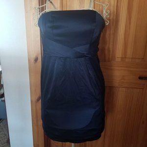 Banana Republic Satin Navy Blue Strapless Cocktail Dress 8 Petite EUC